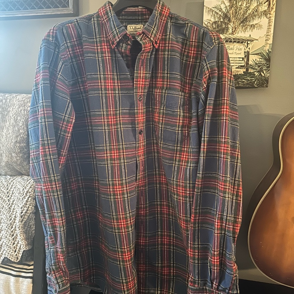 L.L. Bean Men's Plaid Shirt - Blue and Red